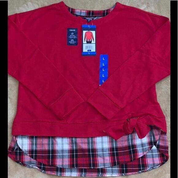 Izod Tops - Izod Womens Tie Front 2-Fer Top Size M